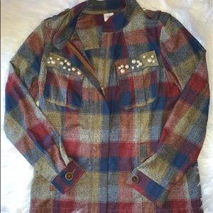 Casual Zip-Up-The-Front Plaid Jacket